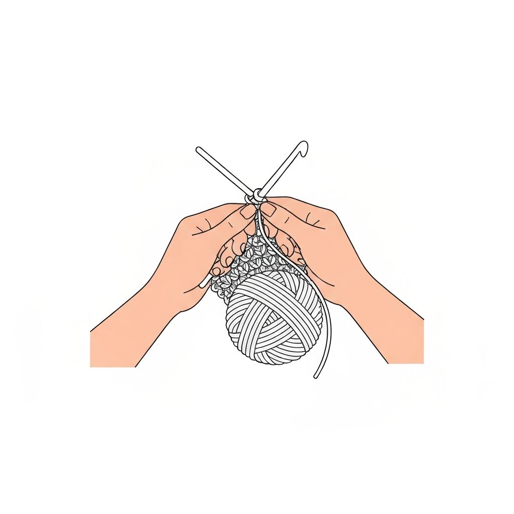 Hands carefully crocheting clipart